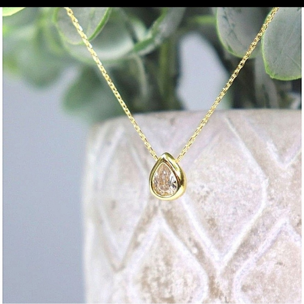 Gold Filled S925 Oval Simulated Diamond Necklace,‎ 16-18"